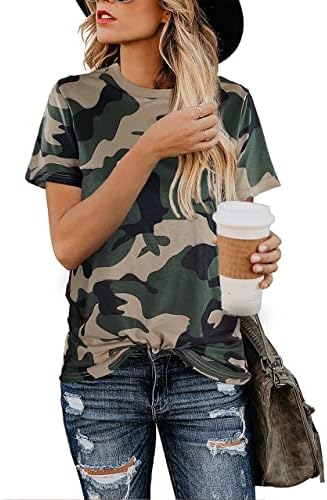 BMJL Women's Casual Cute Shirts Leopard Print Tops Basic Summer Short Sleeve Fashion Soft Blouse Loose Fit Tshirt