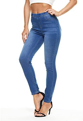 LICTZNEE Jeggings for Women High Waist, Stretchy Jeans Slim Fit Leg Pull on Jean with Pockets, Soft Breathable Cotton Blend