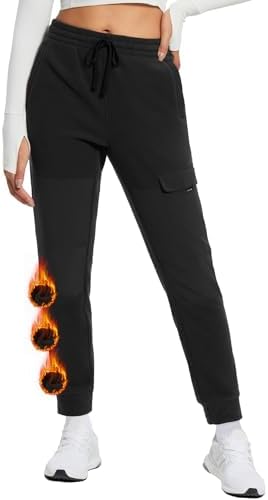 BALEAF Women's Polar Fleece Joggers Thermal Sweatpants Winter Warm Cargo Pants for Hiking Running Outdoor