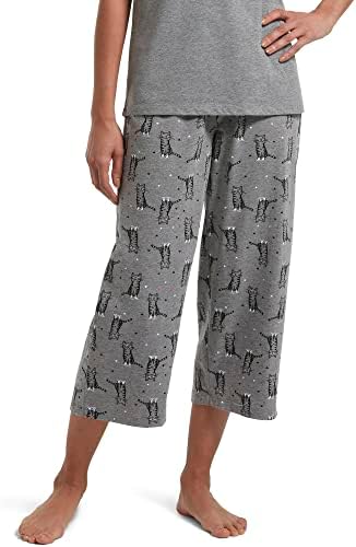 HUE womens Basic Printed Knit Capri Pajama Sleep Pant, Made With Temperature Control Technology