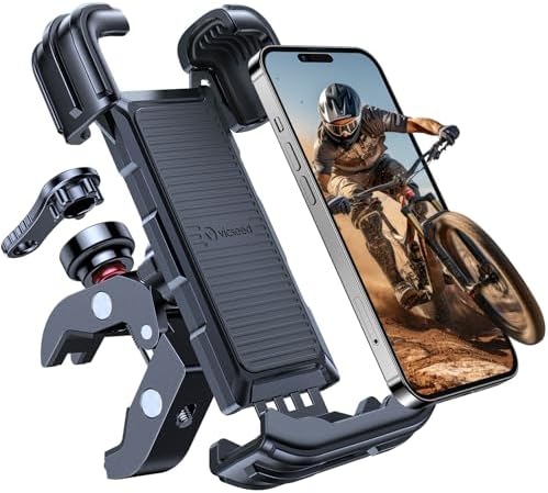 VICSEED 2024 Newest Bike Phone Holder- [Anti-Theft &Secure Lock] 360° Anti-Shake Bike Phone Mount Metal Motorcycle Phone Mount Handlebar Cell Phone Holder for Bike Bicycle Scooter for iPhone &Android