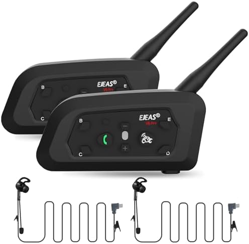 EJEAS V6C Referee Bluetooth Intercom, 2-Way 1200M Professional Referee Headset Communication System with Armband and Earpiece for Football and Handball Sports (2PCS)
