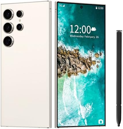 I23 Ultra Unlocked Cell Phone,Built in Pen,Smartphone Battery 6800mAh 6.8" HD Screen Unlocked Phones,6+256GB Android13 with 128G Memory Card,Face ID/Fingerprint Lock/GPS (White)