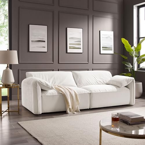 94.5" Oversized Loveseat Sofa，Contemporary Deluxe Comfort Living Room Sofa Couch, Easy to Assemble, White