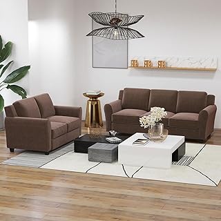 Bonzy Home 2 Piece Sofa Set, 2-Seater and 3-Seater Sofa Couch and 74 inch Sofa Couch, Modern Comfy Sofa with Thicked Cushion for Living Room Apartment Office, Brown