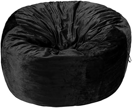 Amazon Basics Memory Foam Filled Bean Bag Chair with Microfiber Cover, 5 ft, Black, Solid