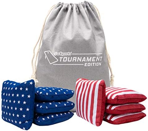 GoSports Dual Sided Cornhole Bean Bags - Slide and Stop Regulation Tournament Bean Bags, Set of 8