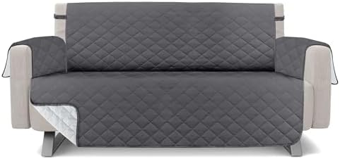 Utopia Bedding Reversible Sofa Couch Cover, Water Resistant Slipcover Furniture Protector with Foam Sticks and Elastic Straps for Kids Dogs Pets (3 Seater, Gray/Light Gray)