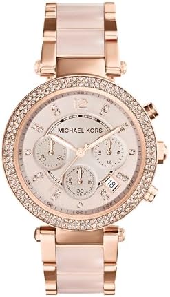 Michael Kors Parker Women's Watch, Stainless Steel and Pavé Crystal Watch for Women with Steel, Leather, or Silicone Band