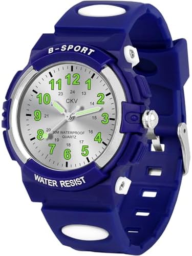 Kids Watch for Boys Girls Ages 5-12, Waterproof Time Teacher Easy to Read Analog Sport Outdoor Children Watches with Soft Band for Kids