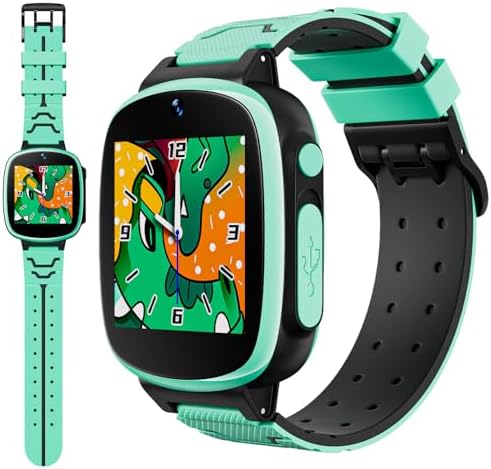 Kids Game Watch Kids Smart Watch for Boys and Girls 3 4 5 6 7 8 9 10 Year Old, with 20+ Puzzle Games, Video Camera, 12/24 Theme Clock, Music, Voice Record, etc, Birthday Gift for Kids（Green