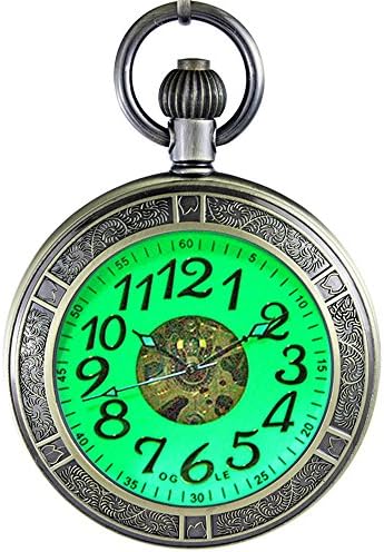 Waterproof Magnifier Skeleton Chain Silver Luminous Fob Self Winding Automatic Mechanical Pocket Watch
