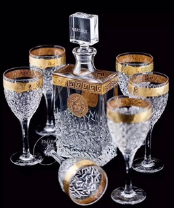 Fake designer versace home golden crystal decanter and goblets