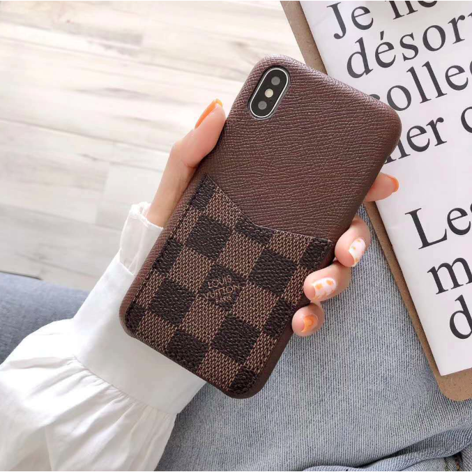 Checkered Leather Cardholder iPhone Case