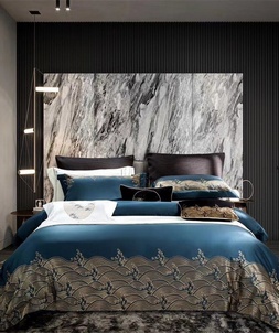 Knock off designer hermes home blue cotton bedding set 