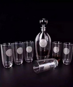 High-end copy versace home silver crystal decanter and goblets