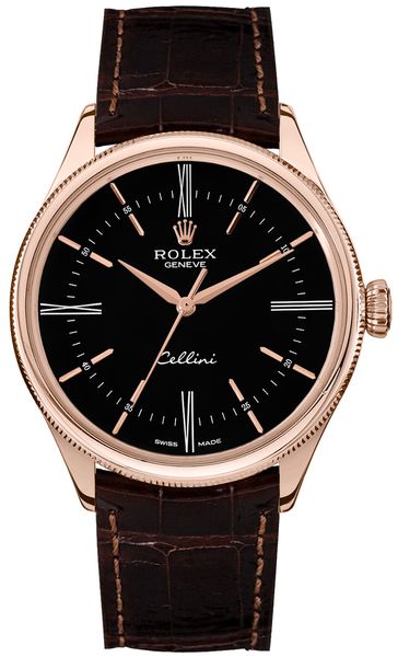 Rolex Cellini Time Black Dial Double Bezel Men’s Watch 50505